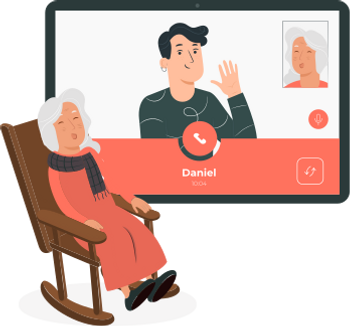 Video call with elderly person